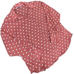 Zara‎ Women's Pink Polka Dot Long Sleeve Button-Up Blouse Shirt Size S